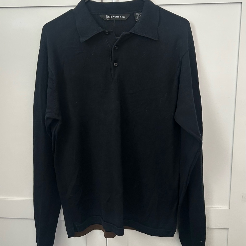 Bachrach Black Long Sleeve Polo Shirt